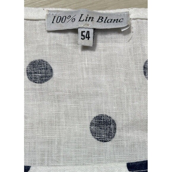100% Lin Blanc Polka Dot Linen Dress. Size: 54 L/XL - Picture 7 of 10